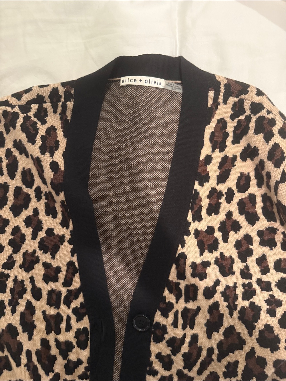 Alice + Olivia Leopard Print Cardigan - Black & Brown
